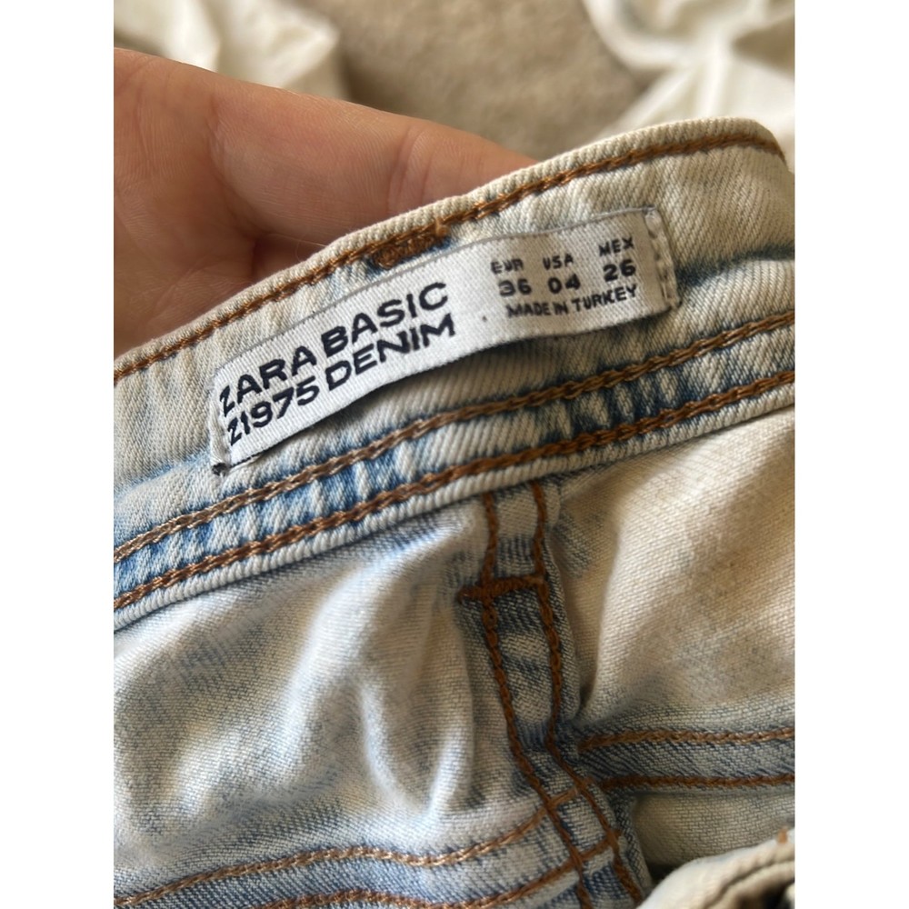 ZARA Basic Z1975 Denim Acid Washed distressed ankle jeans